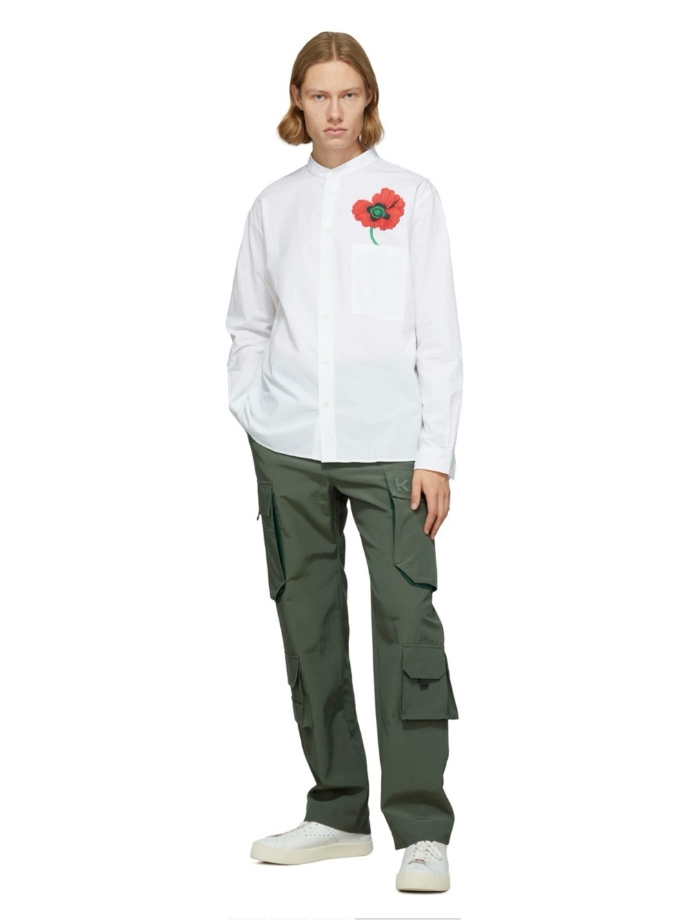 Kenzo Paris White Dress Shirt with Boke Flower 38/15 100% Cotton